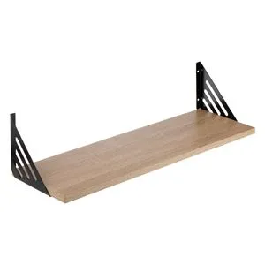 Raft de perete din MDF natural cu suporturi metalice, 60x20x1,5 cm