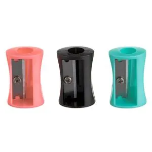 Set Ascutitori din Plastic, 3 buc, Somon, Verde si Negru, 2.5cm
