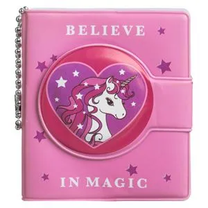 Carnetel de notițe roz cu unicorn și breloc, 50 de file