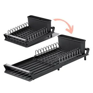 Uscator vase extensibil cu bază din plastic pentru organizare farfurii
