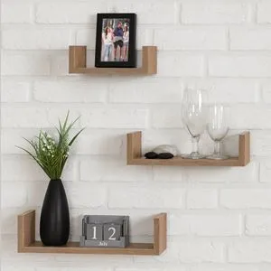 Rafturi de perete din MDF, Set 3 buc, Maro