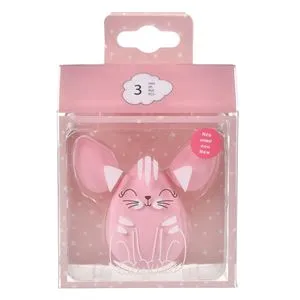 Set Bureți de Machiaj în Formă de Picătură, 3 buc, Roz, cu Cutie Cadou Model Pisică