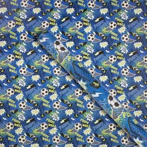 Hartie de ambalaj cu model fotbal, rola 150x70 cm, albastra si verde