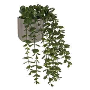 Ghiveci Decorativi de Plastic Taupe cu Plantă Artificială Buxus