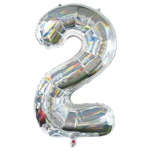 Balon petrecere folie argintie holografică număr 2