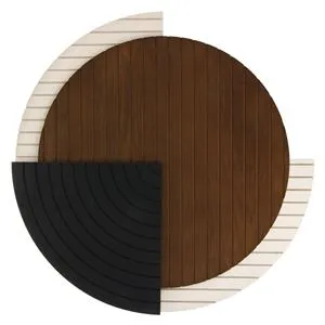 Decoratiune de Perete cu Discuri din Lemn Maro Negru Ecru Ø48cm