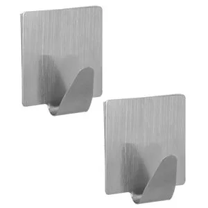 Cârlige metalice autocolante, 4,8 cm, set de 2 bucăți, argintiu