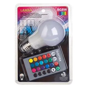 Bec LED de Petrecere RGBW cu Telecomandă, 16 Culori și 4 Funcții, Soclu E27