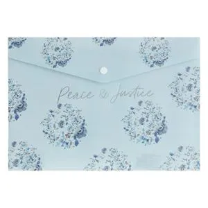 Mapă din plastic cu capsă, model floral, 33,5x24cm, Bleu