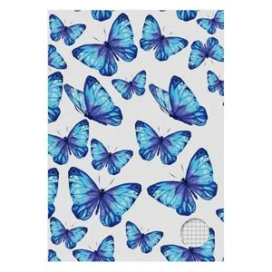 Caiet A4 Matematică, 40 File, Copertă Bleu cu Model Fluturi