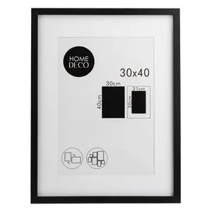 Tablou Decorativ cu Paspartu, Rama din Lemn, Negru, 30x40cm