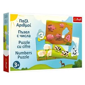 Puzzle Educativ cu Numere și Animale, 24 Piese, Multicolor