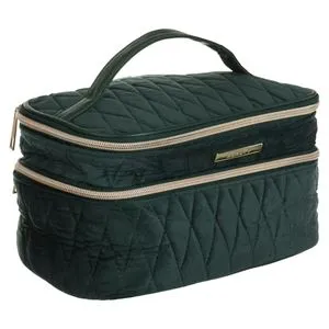 Portfard tip valiza, Verde Catifelat, 2 Compartimente, 25x15,5x14cm