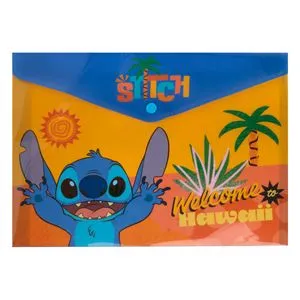 Mapă cu capsă și model Stitch, 33x24cm, Albastru și Portocaliu
