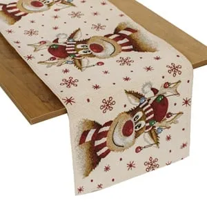 Runner Decorativ de Craciun Tapestry cu Model Reni