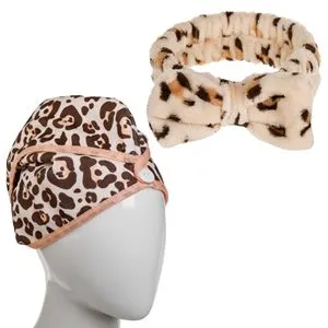 Set Prosop și Bentită cu Model Leopard pentru Uscarea Părului