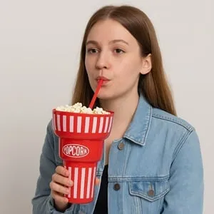 Pahar Multi-funcțional Roșu cu 3 Compartimente pentru Snack-uri