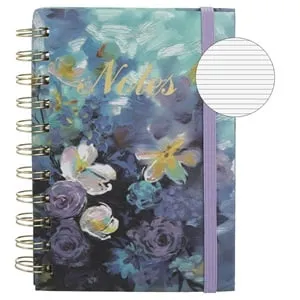 Carnetel Notite A6 cu Coperta Dura Model Floral si Elastic, 70 File Liniate