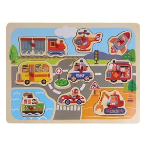 Puzzle din lemn Drum cu Mașini – Dezvoltare Logică și Observație