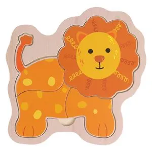 Puzzle din lemn cu leu portocaliu pentru copii