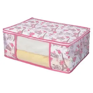 Husă de depozitare pentru haine, cu geam transparent, 50x35x20cm, roz