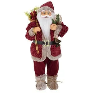 Figurina Realistă Mos Craciun cu Schiuri și Clopetei 60cm
