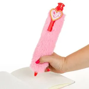 Pix Mare cu Corp Pufos Roz și Model Inimă, 28 cm