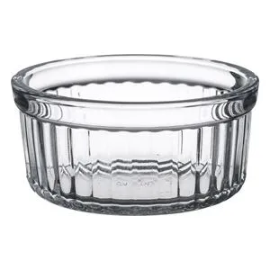 Bol din sticlă termorezistentă transparentă, 256 ml, cu model striat