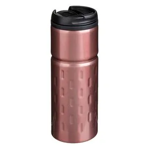 Pahar Cafea Bronz Metalic cu Capac și Gura de Scurgere 450ml