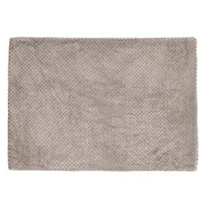 Fată de pernă catifelată, taupe, 50x70 cm, textură popcorn, cu fermoar