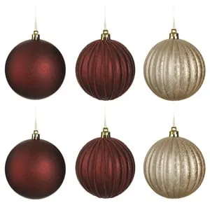 Set Globuri de Craciun Bordo Sampanii Mate Mercury Ø10cm