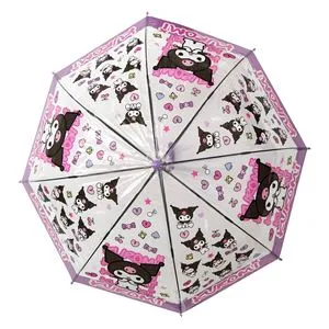 Umbrela de Ploaie Transparenta Lila cu Model Kuromi pentru Copii, 66 cm