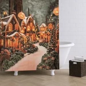 Perdea de Craciun din Peva cu Model Case Ninse 180x180cm