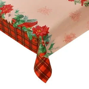 Fata de Masa Decorativa Craciun Bej Rosie cu Flori