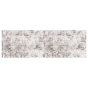 Covoras decorativ imitatie blana bej cu model maro, 180x60cm