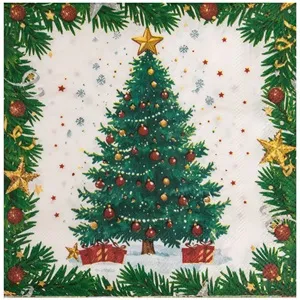 Servitele de masă de Crăciun 2 straturi 33x33cm albe
