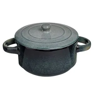 Bol ceramic cu capac pentru supă, 700 ml, petrol glaze