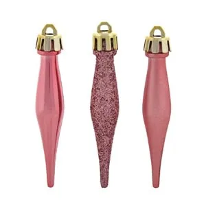 Ornamente Brad de Craciun Turturi Roz Mat Glitter 8cm