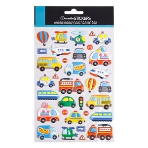 Autocolante 3D cu Vehicule și Semne Rutiere, Set 34 buc