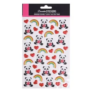 Autocolante 3D cu Inimi, Panda și Curcubeu Multicolor