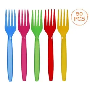 Furculite de petrecere din plastic reutilizabile set culori
