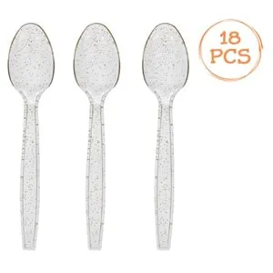 Lingurite de petrecere reutilizabile cu glitter auriu