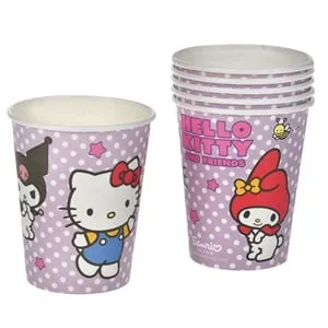 Set de 6 pahare de hârtie Hello Kitty & Friends pentru petreceri