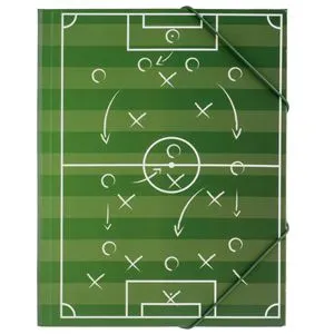 Mapă din carton cu elastic, model teren de fotbal, 24x32 cm, verde