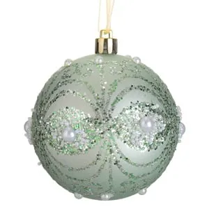Glob decorativ de Craciun pentru brad verde menta cu glitter