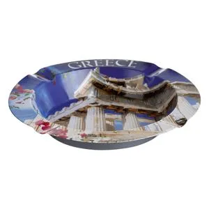 Scrumieră Metalică Rotundă Albastră cu Model Parthenon Greece