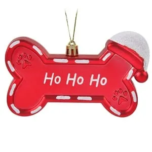 Ornament Brad de Craciun Os Rosu Mat 3D cu Glitter