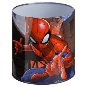 Suport pentru pixuri și creioane, metalic, albastru, cu model Spiderman, Ø10x11cm