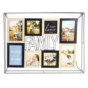 Rama foto decorativa cu cadru metalic, 8 poze, 55x41 cm, neagra