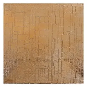 Platou Decorativ Patrat Aurie cu Model Liniar 30x30cm